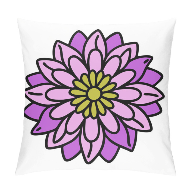 Personality  Pink And Purple Mandala Flower Vector Illustration -  A Detailed Vector Illustration Of A Mandala-style Flower With Pink And Purple Layered Petals And A Green Center, Perfect For Decorative Designs, Patterns, And Artistic Projects. Pillow Covers