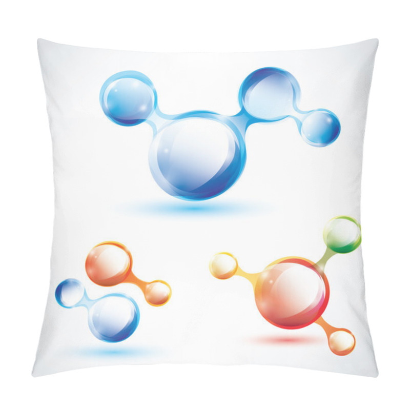 Personality  Abstract Molecule Shape, Glossy Icons Set Pillow Covers