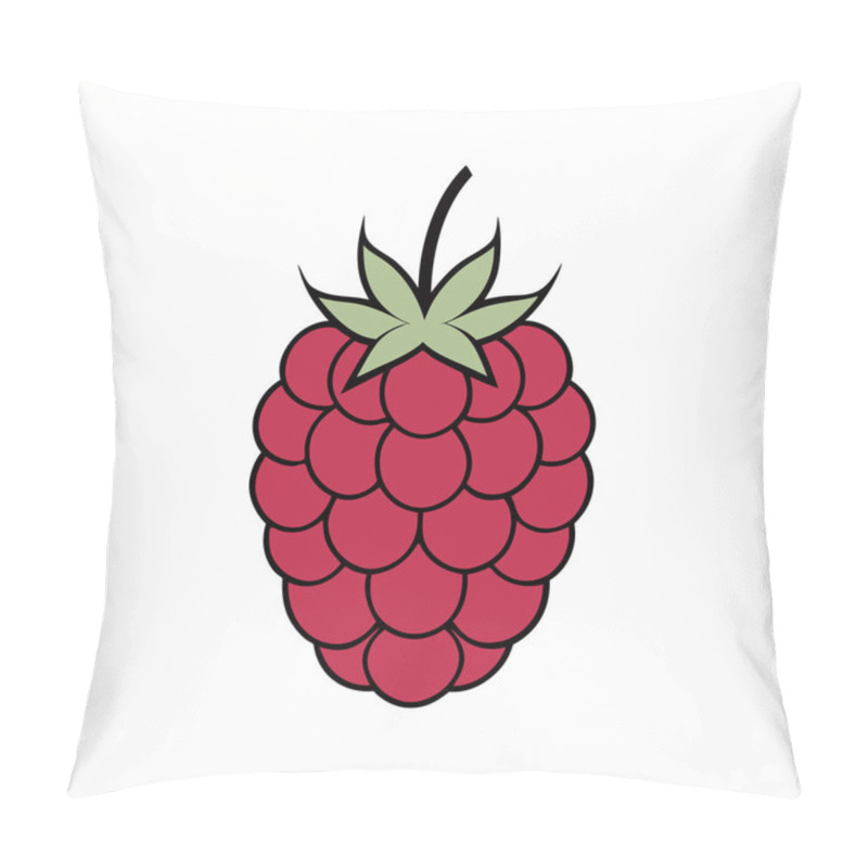 Personality  Monochromatic Raspberry Silhouette - Black And White Berry Illustration, Simple Fruit Design, Minimalist Raspberry Art Pillow Covers