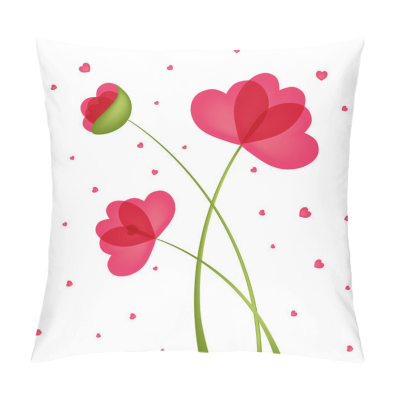 Personality  Greeting Card. Bouquet Of Flowers In A Heart-shaped, Built Of Small Flowers On A Background With Dots And Place For Text. Pillow Covers