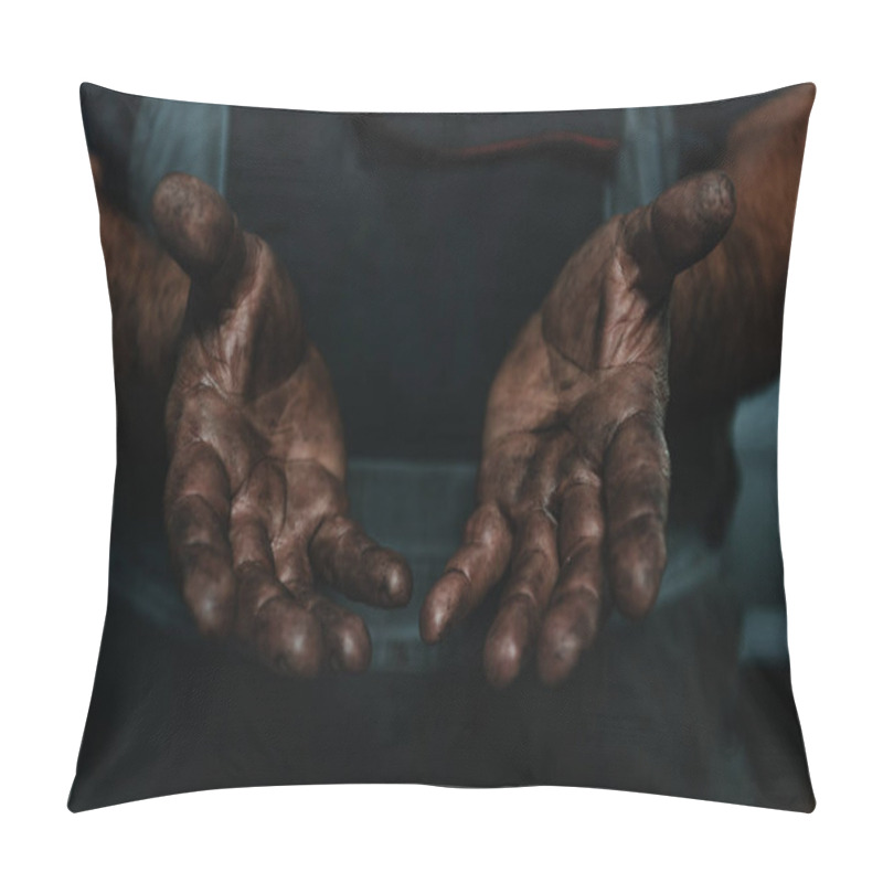 Personality  Male Hands Covered In Oil Pillow Covers