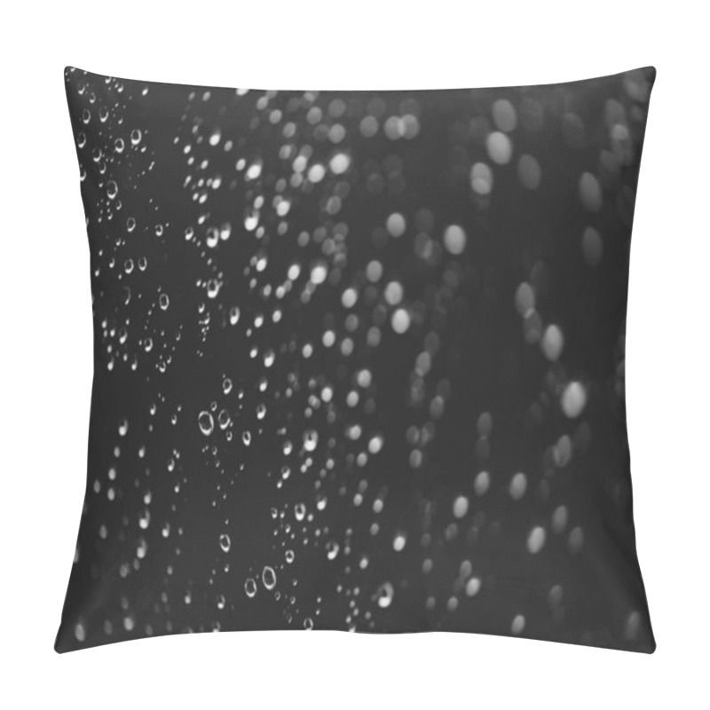 Personality  Dirty Window Glass With Drops Of Rain. Atmospheric Monochrome Dark Background With Raindrops In Bokeh. Droplets And Stains Close Up. Detailed Transparent Texture In Macro. Copy Space. Rainy Weather. Pillow Covers