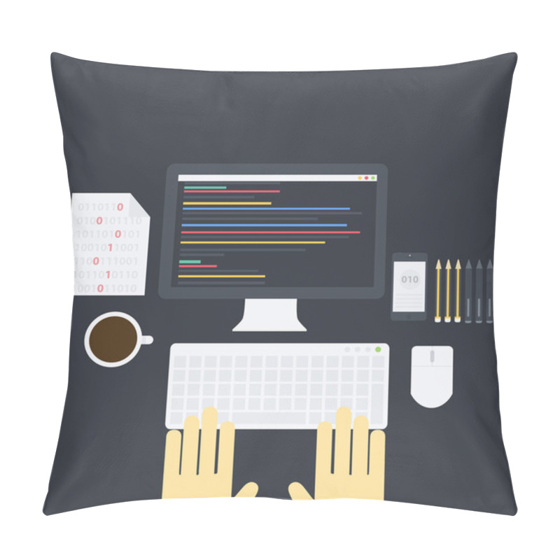 Personality  Flat Programming Pack Pillow Covers