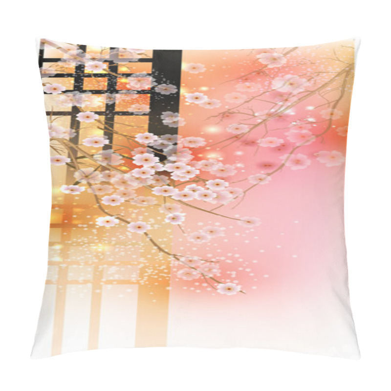 Personality  Cherry Tree (Card With Stylized Vector Blossom) Pillow Covers