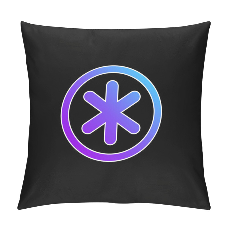 Personality  Asterisk Star Symbol In Circular Button Blue Gradient Vector Icon Pillow Covers