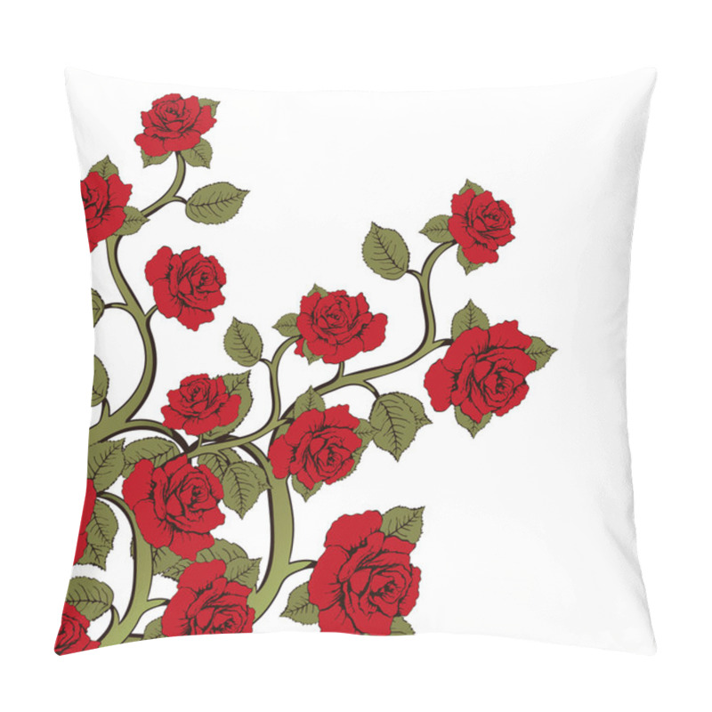 Personality  Flower Branch Roses, Bouquet Of Flowers. Ornament With Red Roses. Floral Print. Floral Frame, Flower Card, Border Of Flowers, Banner, Decoration. Vector Floral Background Pillow Covers