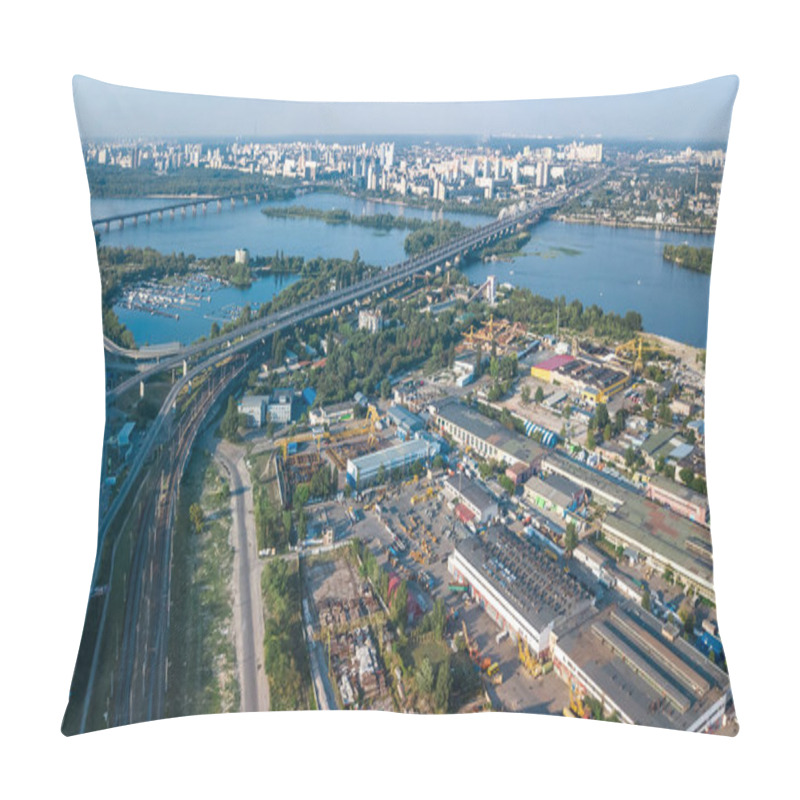 Personality  Aerial Top View Of Industrial Park Zone From Above, Factory Chimneys And Warehouses, Industry District In Kiev (Kyiv), Ukraine Pillow Covers