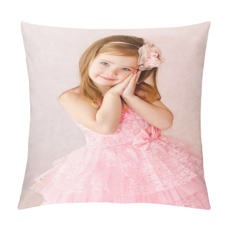 Personality  Portrait Of Cute Smiling Little Girl Pillow Covers