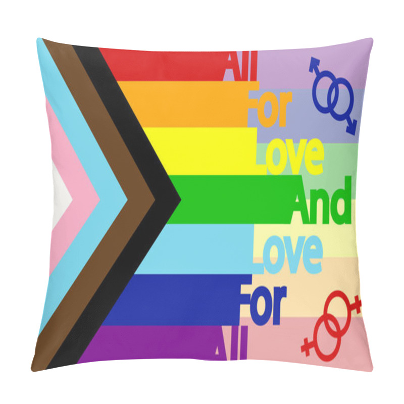 Personality  All For Love And Love For All, LGBT Flag And Inscription. Pride Flag Queer LGBTQIA, BIPOC, Trans, Gay, Lesbian, Bisexual, Asexual, Intersex Pillow Covers