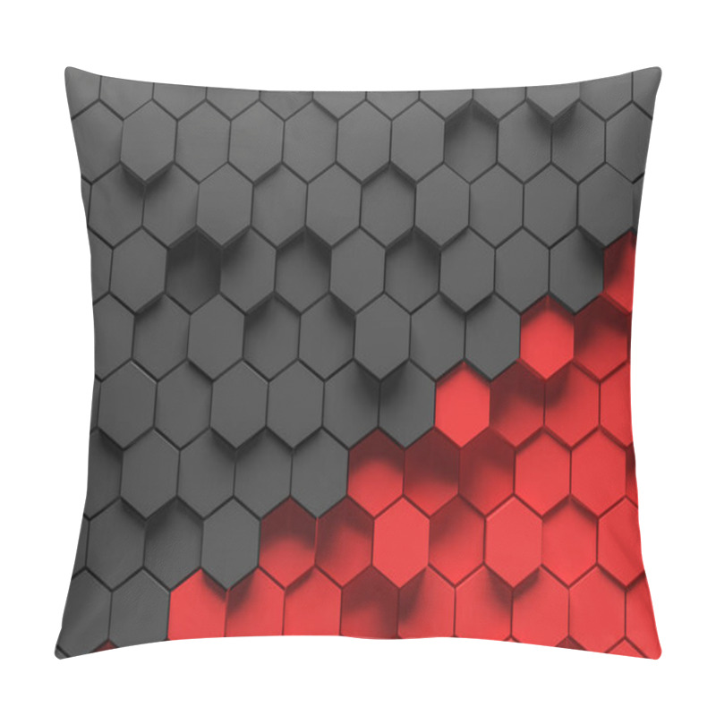 Personality  Abstract Background Made Of Black And Red Hexagons Of Different Height. Concept Of Creativity And Art. 3d Rendering Pillow Covers