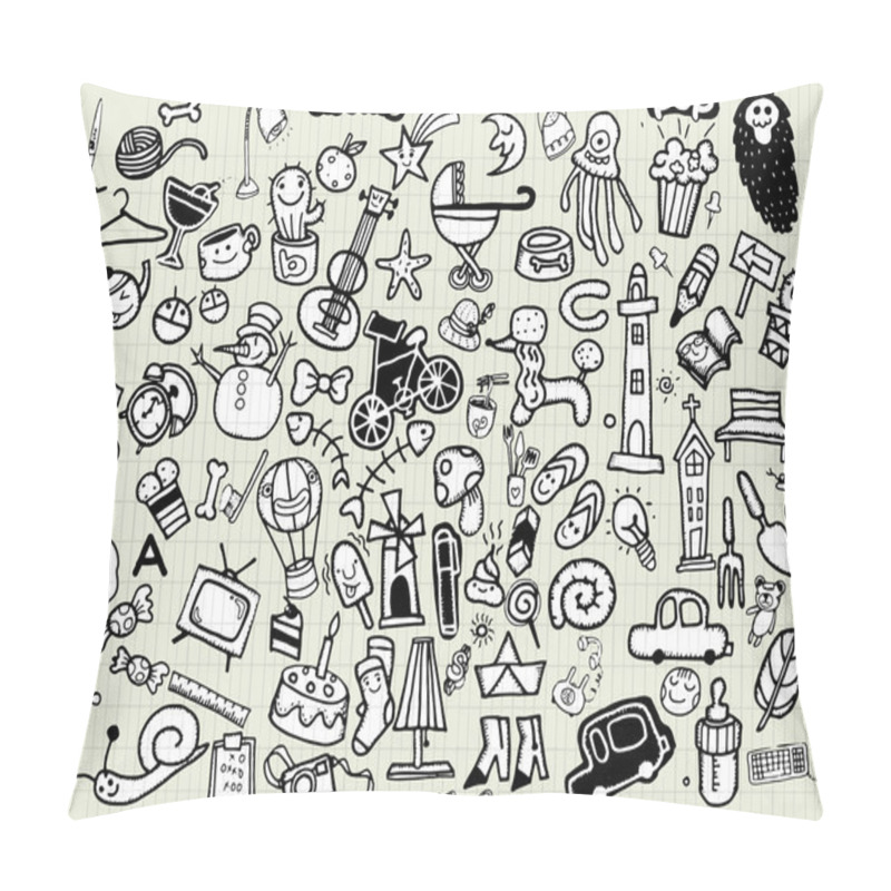 Personality   Big Vector Doodle Icons Universal Set Pillow Covers