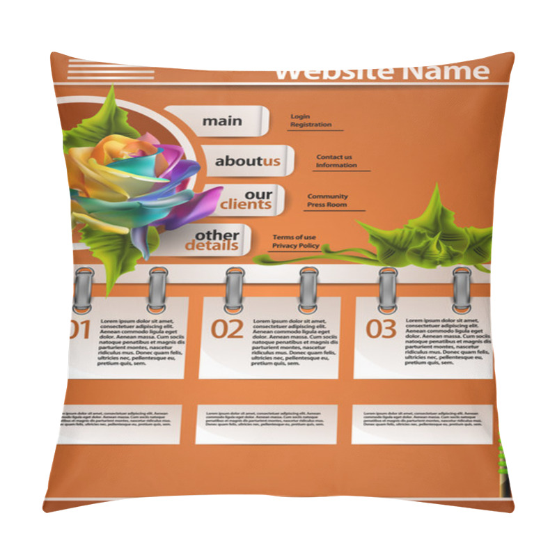 Personality  Web Site Design Template, Vector. Pillow Covers