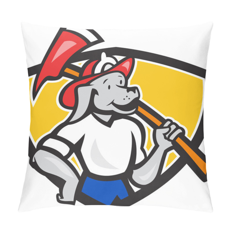 Personality  Dog Fireman Firefighter Fire Axe Shield Cartoon Pillow Covers