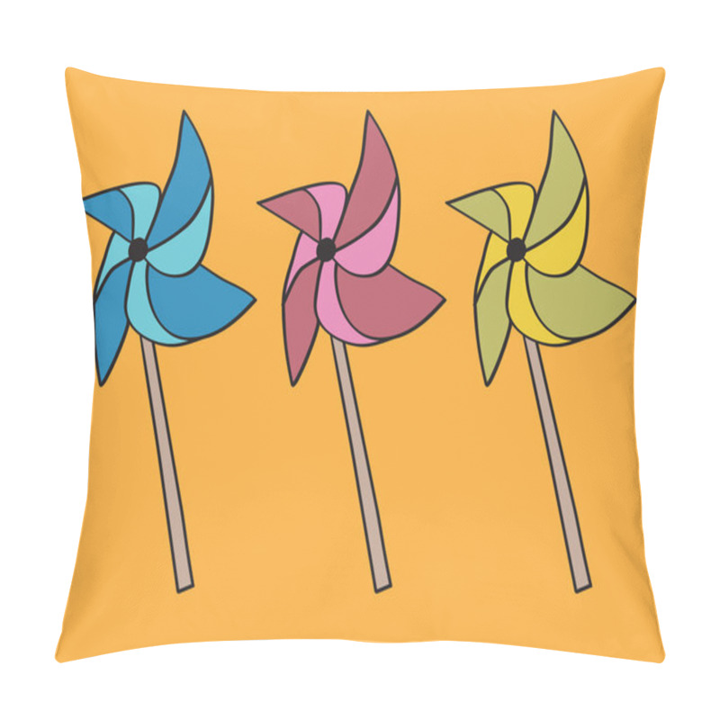 Personality  Handheld Paper Windmill On Sticks Or Pinwheel Origami Vector Ill Pillow Covers