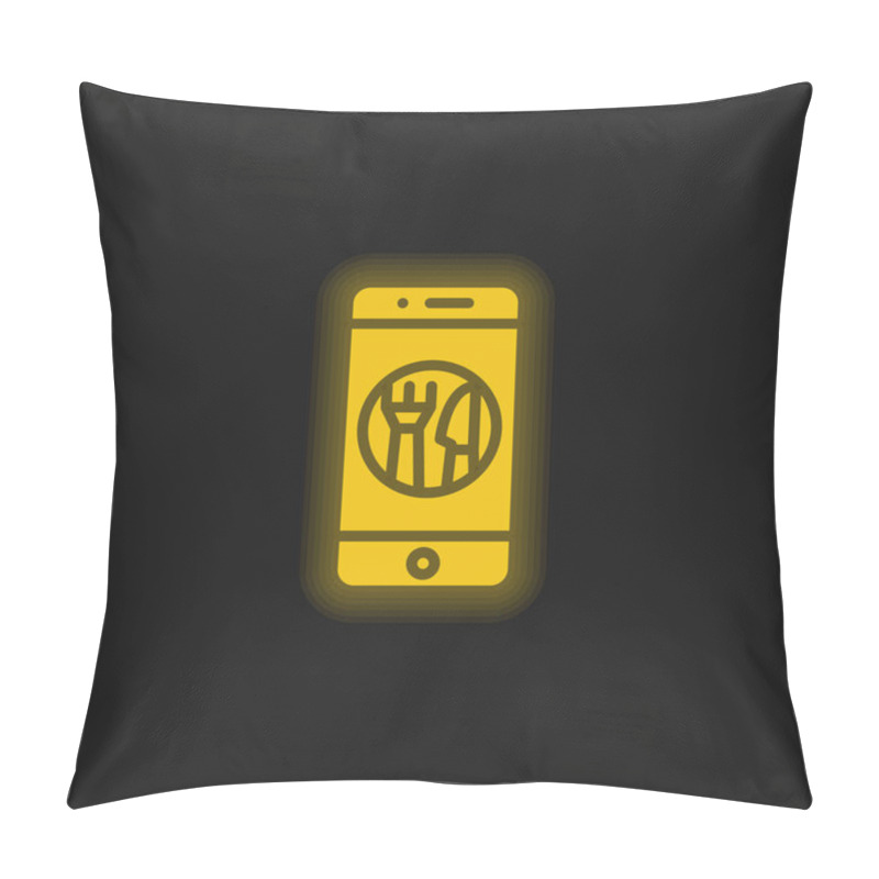 Personality  Application Yellow Glowing Neon Icon Pillow Covers