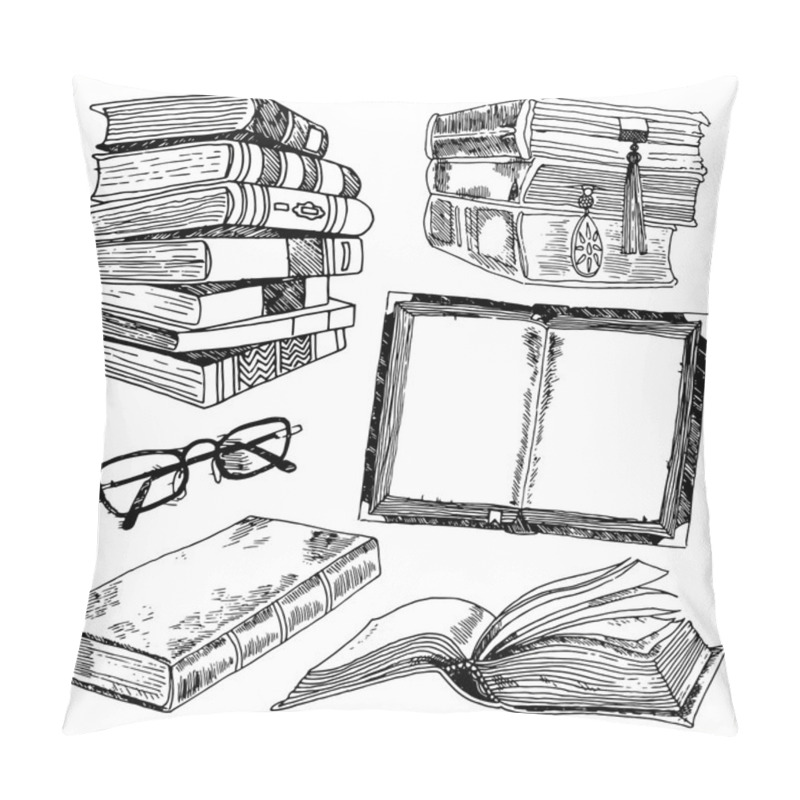 Personality  Set Of Books Sketch Pillow Covers