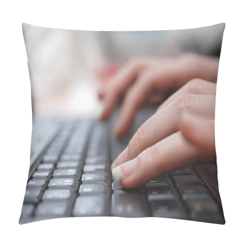 Personality  Woman Hands Typing On Laptop Keyboard Pillow Covers