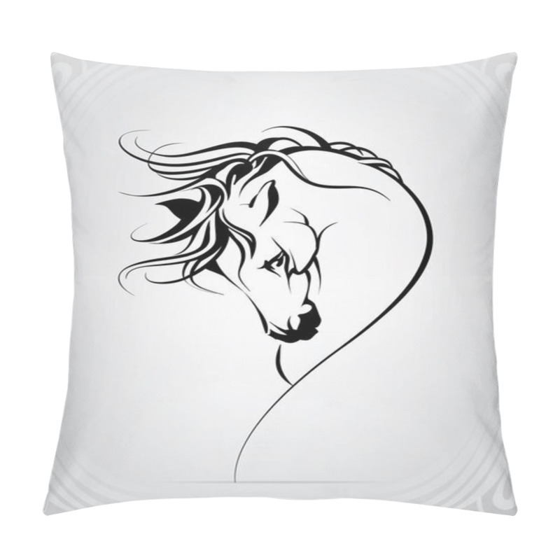 Personality  Vector Silhouette Of Horse Logo Pillow Covers