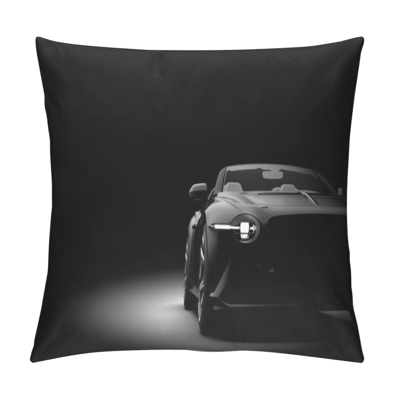 Personality  Unbranded Generic Black Sport Car Isolated On A Dark Background. 3d Illustration Pillow Covers