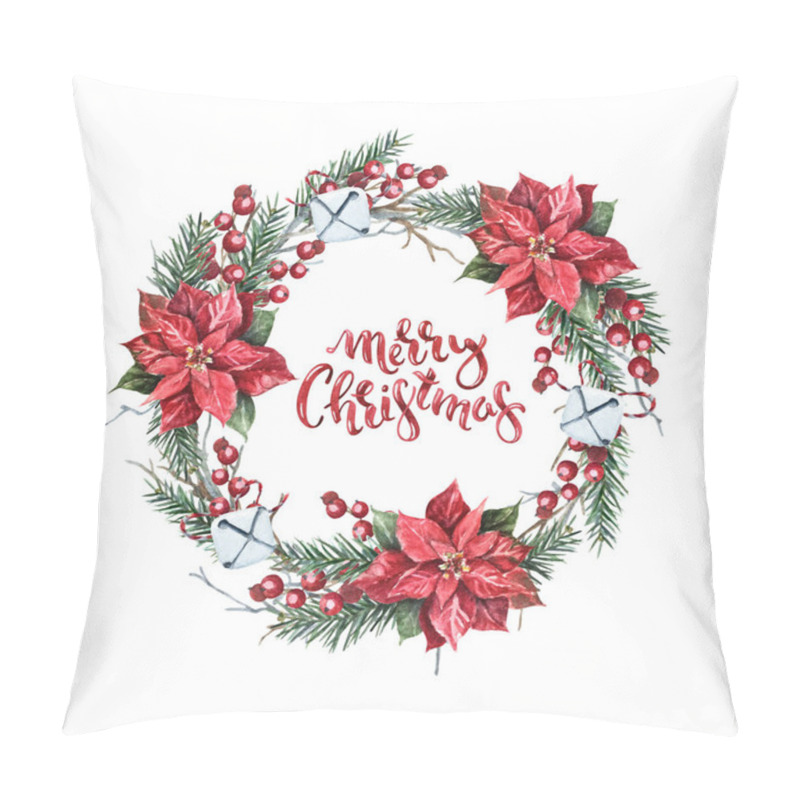 Personality  New Wreath With Poinsettia Pillow Covers