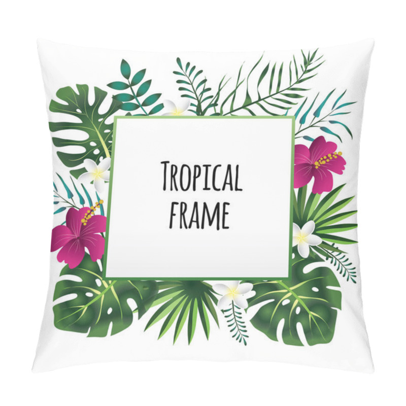 Personality  Tropical Frame, Template With Place For Text. Vector Illustration, Isolated On White. Pillow Covers