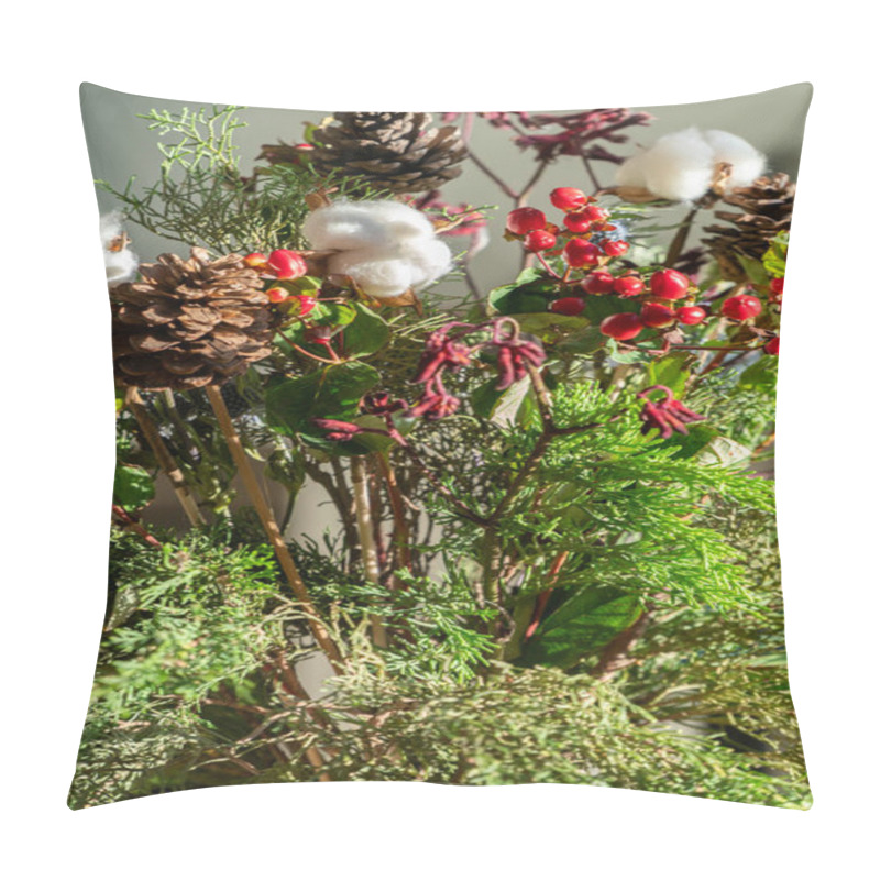 Personality  A Luxurious And Beautiful Winter Bouquet. Featuring Seasonal Flowers, It Makes A Perfect Gift And Decoration. Includes Fir Branches, Ilex, Nobilis, Leucadendron, Eucalyptus, And Cotton. Pillow Covers