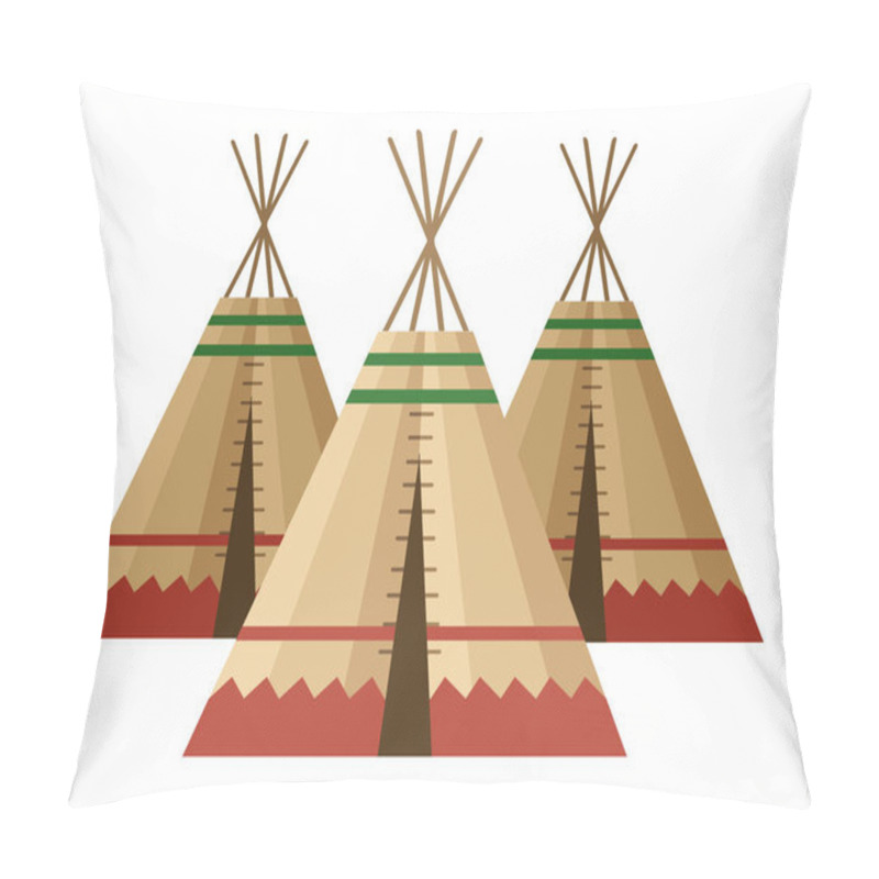 Personality  Indian Tent Or Wigwam. Dwelling Of North Nations Of Canada, Siberia, North America. Leather House. Flat Vector Illustration On A White Background. Pillow Covers