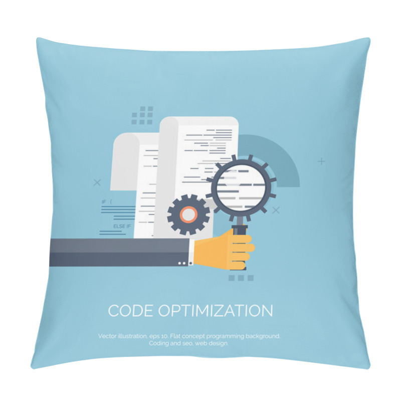 Personality  Vector Illustration. Code Optimization. Flat Computing Background. Programming And Coding. Web Development And Search. Search Engine Optimization. Innovation And Technologies. Mobile App. Pillow Covers