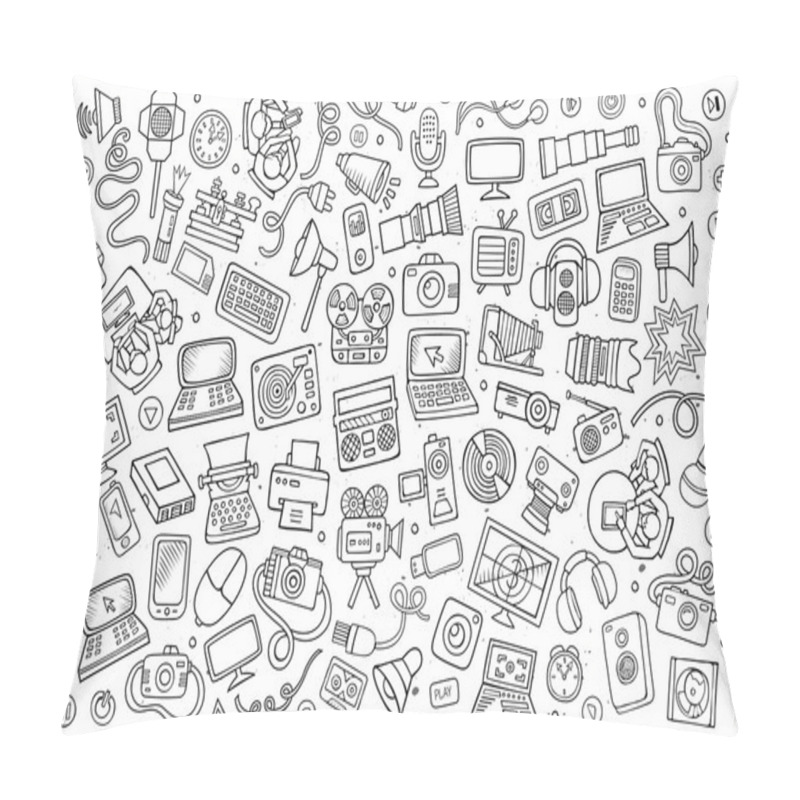 Personality  Sketchy Vector Hand Drawn Doodle Equipment And Devices Objects Set Pillow Covers