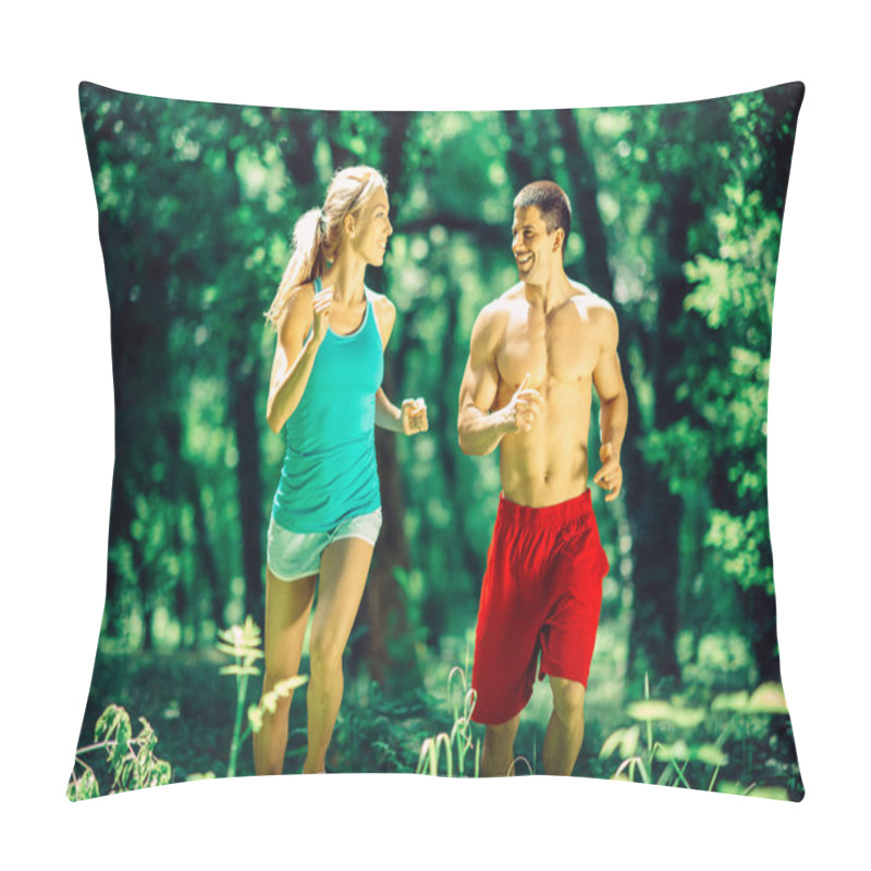 Personality  Young Couple Jogging Pillow Covers