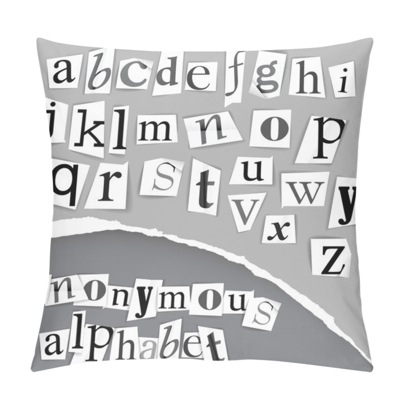 Personality  Anonymous Alphabet Made From Newspapers Pillow Covers