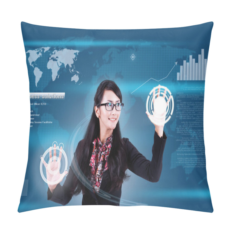 Personality  Future Business Solutions (woman In Interface) Pillow Covers