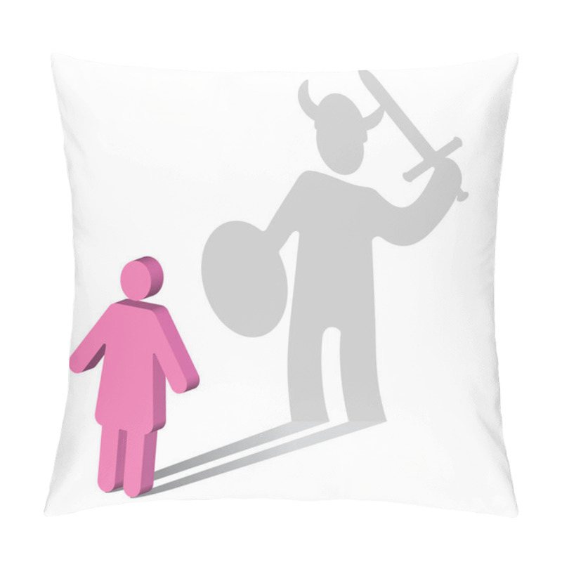 Personality  The Symbol Of A Woman, Casting A Shadow Of A Viking. Pillow Covers