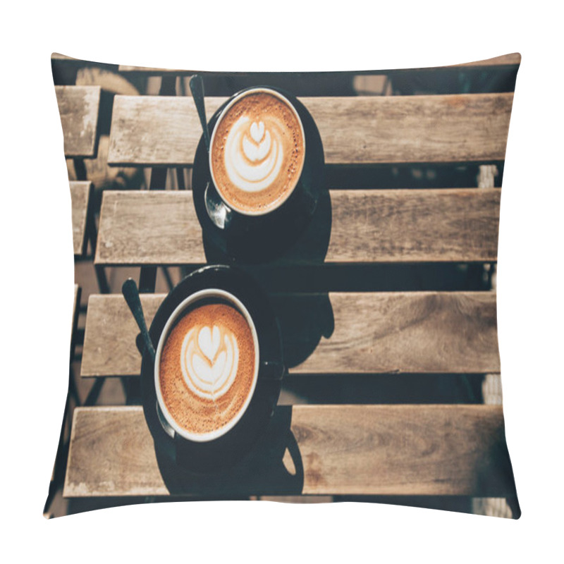 Personality  Two Cups Of Cappuccino With Latte Art Pillow Covers