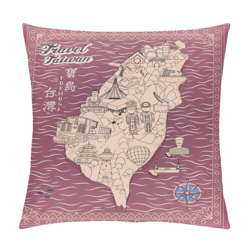 Personality  Taiwan Travel Map Pillow Covers