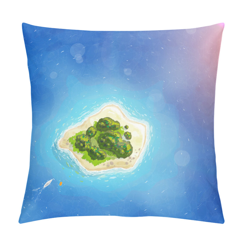 Personality  Island With Blue Ocean Pillow Covers