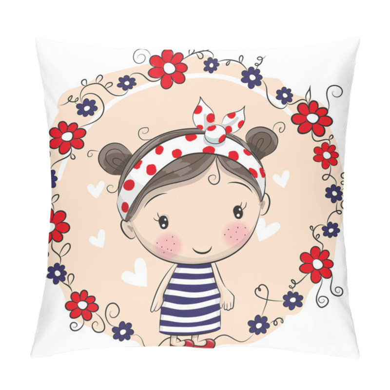 Personality  Cute Cartoon Girl And Flowers Pillow Covers