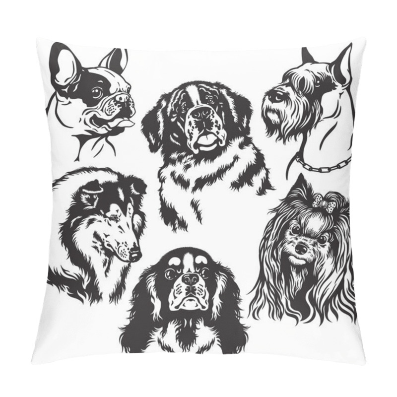 Personality  Set With Dogs Heads Pillow Covers