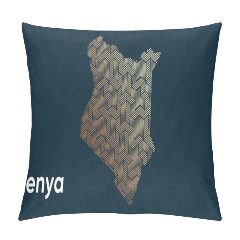 Personality  Card With A Stylized Oriental Overlapping Pattern And A Transform Effect. Oriental Gold Pattern With Overlap Superimposed On Map. Kenya Political Map Pillow Covers