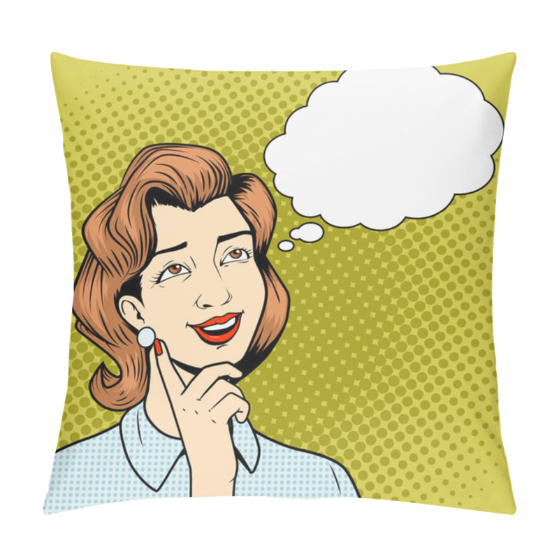 Personality  Girl Thinking Something Comic Book Style Vector Pillow Covers