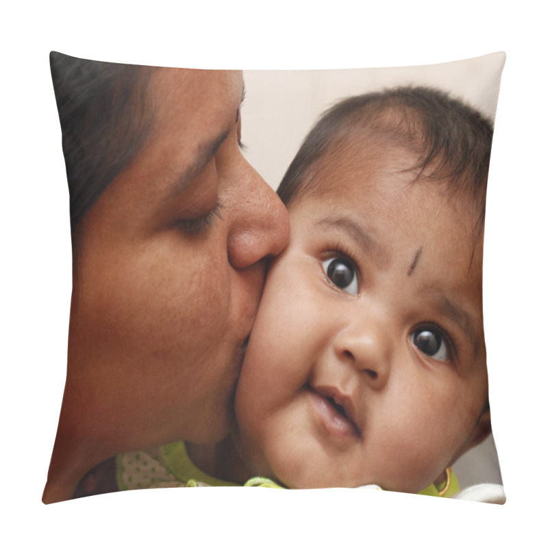 Personality  Mother Expressing Love To Daughter By Kissing The Child Pillow Covers