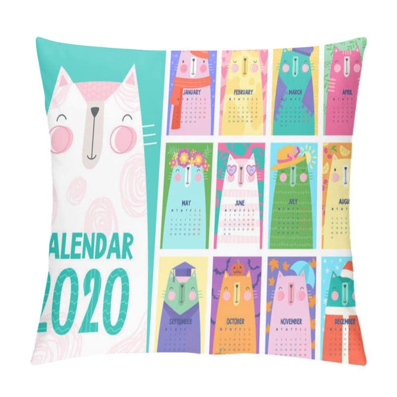 Personality  Stylish Calendar, With Cute Cats Pillow Covers