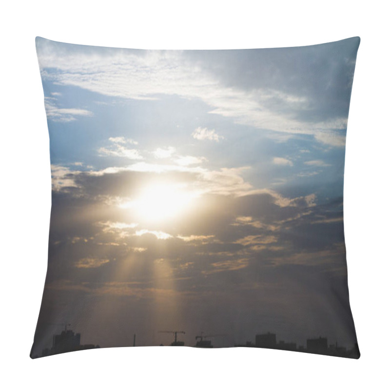 Personality  Yellow Sunset In The Sky In The City. Pillow Covers