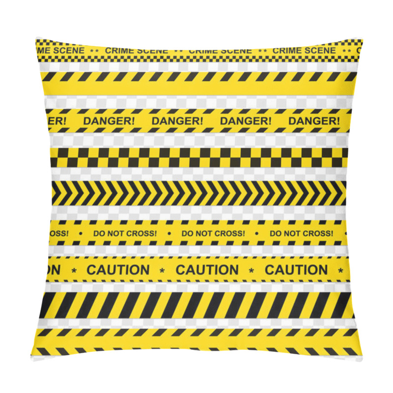 Personality  Black And Yellow Stripes. Barricade Tape, Do Not Cross, Police, Crime Danger Line, Bright Yellow Official Crime Scene Barrier Tape. Vector Flat Style Cartoon Illustration Isolated Pillow Covers