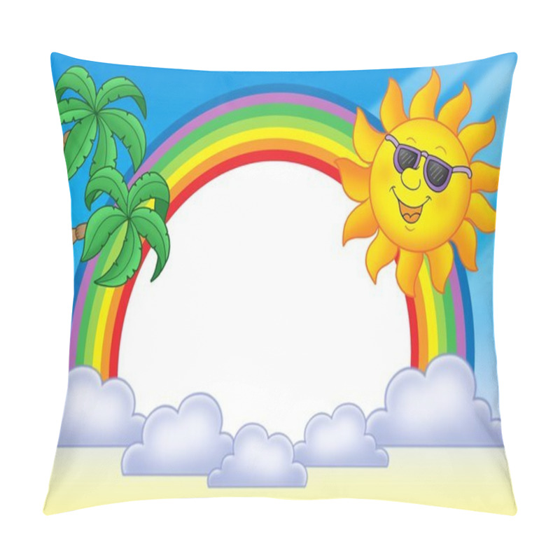 Personality  Frame With Sun And Rainbow Pillow Covers