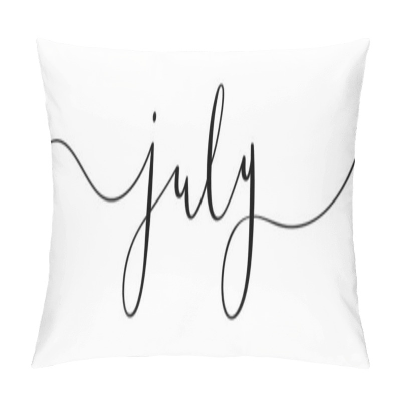 Personality  JULY Black Vector Monoline Calligraphy Banner With Swashes Pillow Covers