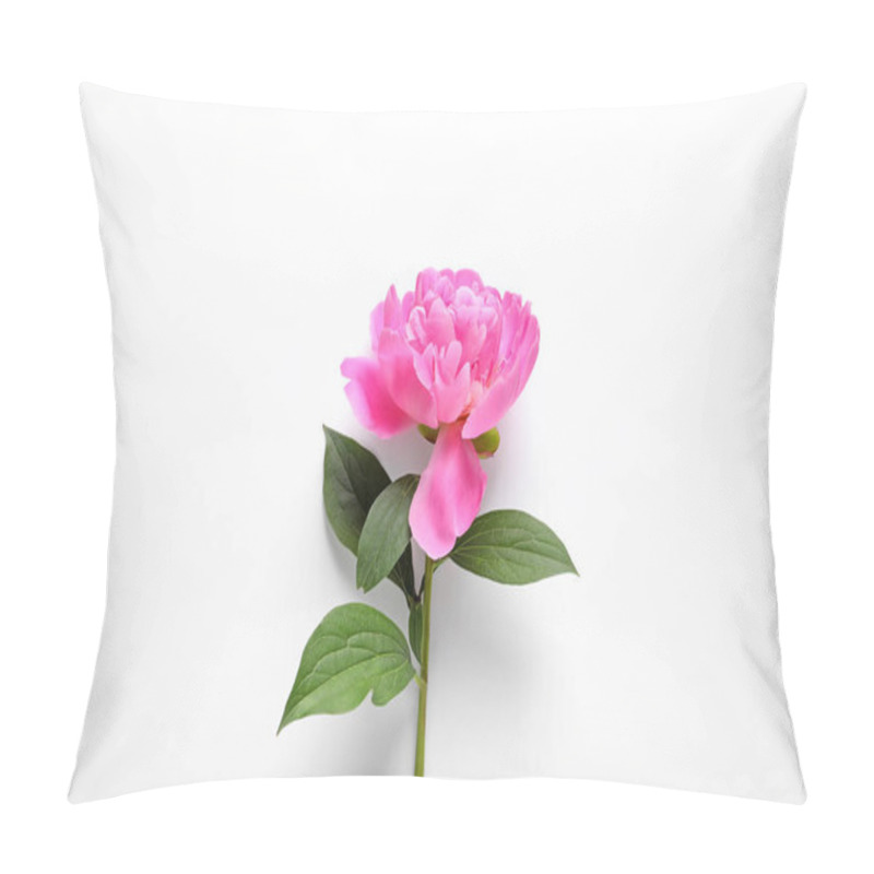 Personality  Beautiful Peony Flower On White Background, Top View Pillow Covers