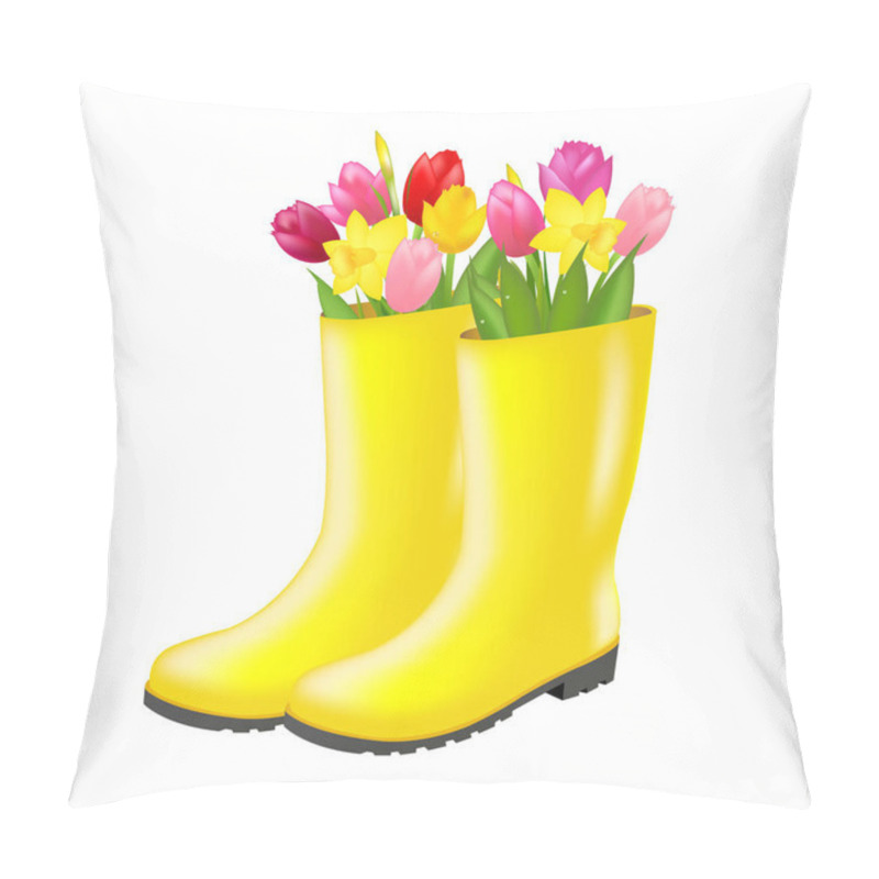 Personality  Rain Boots With Tulips Pillow Covers