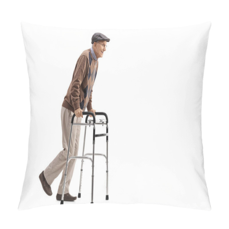 Personality  Senior Using A Walker Pillow Covers