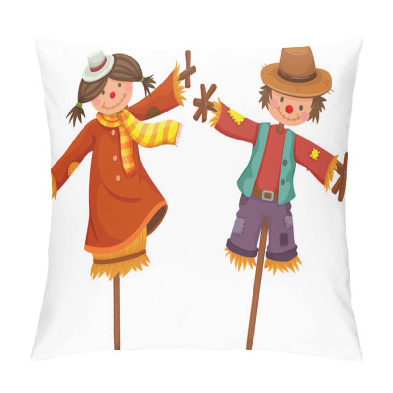 Personality  Two Scarecrows Look Like Human Boy And Girl Pillow Covers